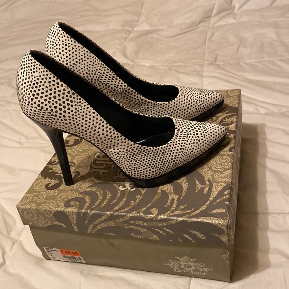Black and white high heels